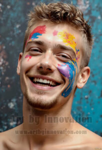 Colorful Happy Male Faces – AI Abstract Art