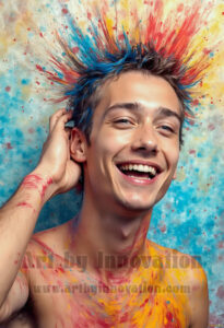 Colorful Happy Male Faces – AI Abstract Art