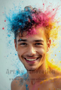 Colorful Happy Male Faces – AI Abstract Art