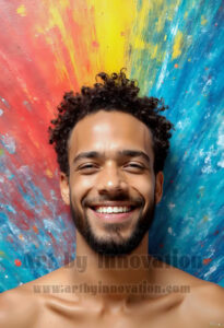 Colorful Happy Male Faces – AI Abstract Art