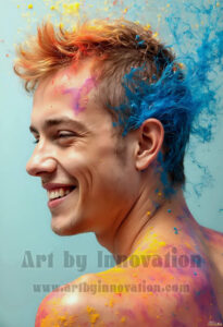 Colorful Happy Male Faces – AI Abstract Art