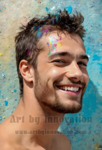 Colorful Happy Male Faces – AI Abstract Art