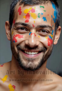 Colorful Happy Male Faces – AI Abstract Art