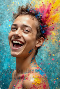 Colorful Happy Male Faces – AI Abstract Art