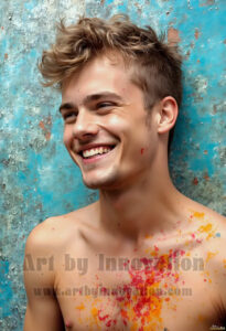 Colorful Happy Male Faces – AI Abstract Art