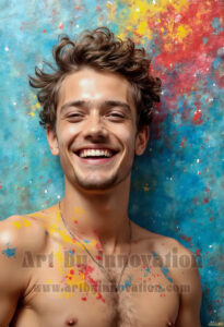 Colorful Happy Male Faces – AI Abstract Art