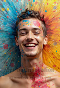 Colorful Happy Male Faces – AI Abstract Art