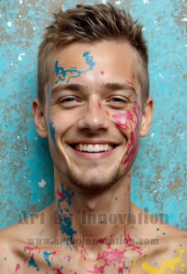 Colorful Happy Male Faces – AI Abstract Art