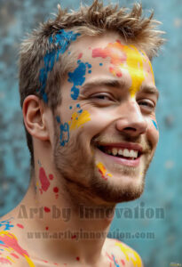Colorful Happy Male Faces – AI Abstract Art