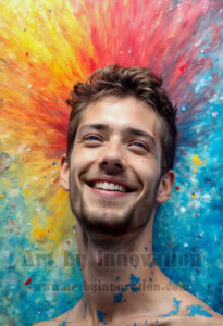 Colorful Happy Male Faces – AI Abstract Art