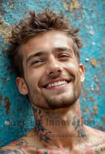 Colorful Happy Male Faces – AI Abstract Art