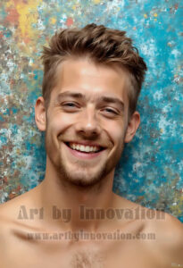 Colorful Happy Male Faces – AI Abstract Art