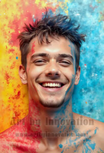 Colorful Happy Male Faces – AI Abstract Art