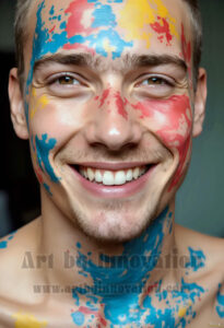 Colorful Happy Male Faces – AI Abstract Art