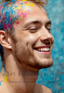 Colorful Happy Male Faces – AI Abstract Art