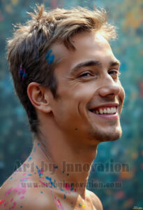 Colorful Happy Male Faces – AI Abstract Art