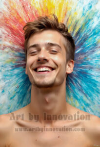Colorful Happy Male Faces – AI Abstract Art