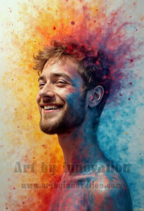 Colorful Happy Male Faces – AI Abstract Art