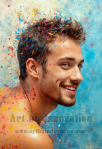 Colorful Happy Male Faces – AI Abstract Art