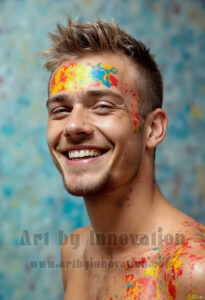 Colorful Happy Male Faces – AI Abstract Art