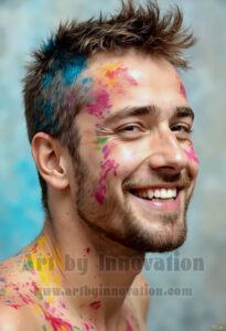 Colorful Happy Male Faces – AI Abstract Art