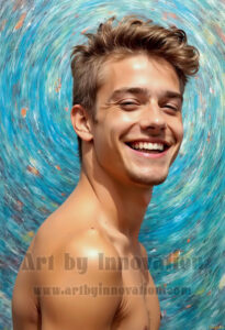 Colorful Happy Male Faces – AI Abstract Art