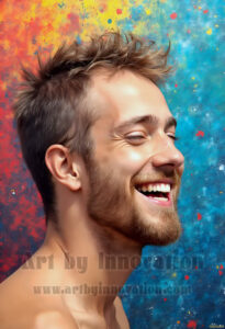 Colorful Happy Male Faces – AI Abstract Art