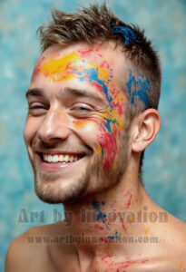 Colorful Happy Male Faces – AI Abstract Art
