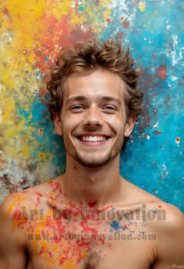 Colorful Happy Male Faces – AI Abstract Art