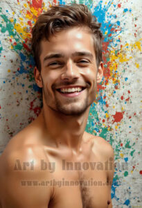Colorful Happy Male Faces – AI Abstract Art