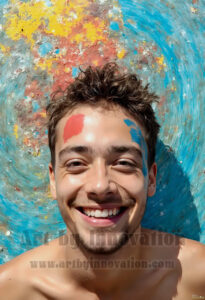 Colorful Happy Male Faces – AI Abstract Art
