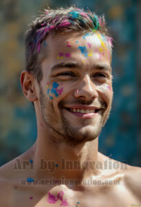 Colorful Happy Male Faces – AI Abstract Art