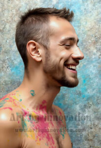 Colorful Happy Male Faces – AI Abstract Art