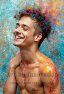 Colorful Happy Male Faces – AI Abstract Art