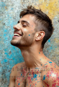 Colorful Happy Male Faces – AI Abstract Art