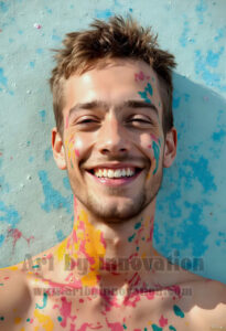 Colorful Happy Male Faces – AI Abstract Art