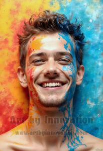 Colorful Happy Male Faces – AI Abstract Art