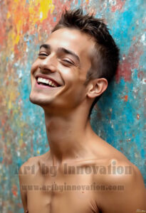 Colorful Happy Male Faces – AI Abstract Art