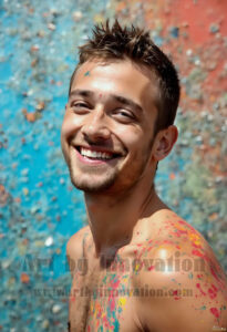 Colorful Happy Male Faces – AI Abstract Art
