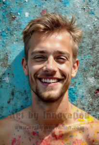 Colorful Happy Male Faces – AI Abstract Art