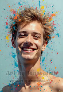 Colorful Happy Male Faces – AI Abstract Art