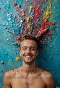 Colorful Happy Male Faces – AI Abstract Art