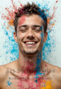 Colorful Happy Male Faces – AI Abstract Art