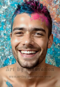 Colorful Happy Male Faces – AI Abstract Art
