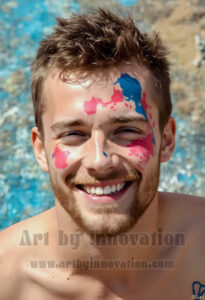 Colorful Happy Male Faces – AI Abstract Art