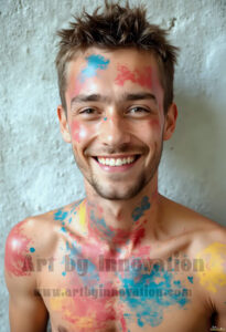 Colorful Happy Male Faces – AI Abstract Art