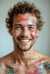 Colorful Happy Male Faces – AI Abstract Art