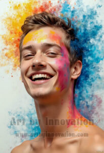Colorful Happy Male Faces – AI Abstract Art