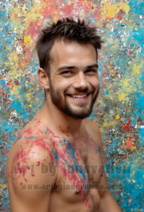 Colorful Happy Male Faces – AI Abstract Art
