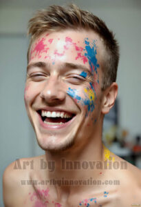 Colorful Happy Male Faces – AI Abstract Art